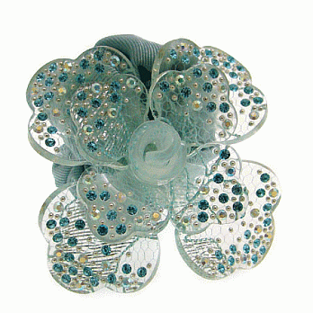 【Haface髮飾】美妙人生 亮晶晶 花朵水鑽髮束(魔幻藍綠)