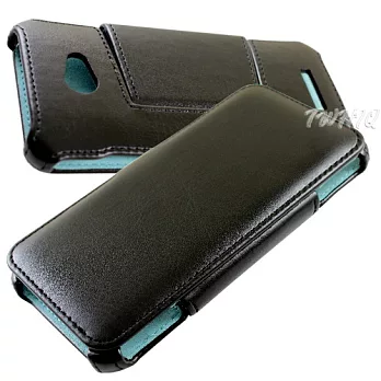 HTC Butterfly 蝴蝶機(X920D) 歐美荔枝紋 (立架式)側掀皮套深邃黑