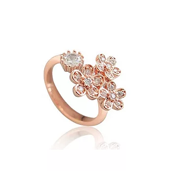 Enya★ 細緻感 水鑽花朵戒指玫瑰金