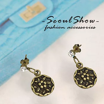 【Seoul Show】韓國直送 古意磁磚花 復古針式耳環