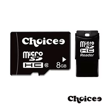 Choicee 8GB microSDHC Class10 記憶卡 送microSD讀卡機(隨機出貨)