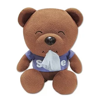 30cm繽紛熊紙巾抽玩偶-SMILE粉紫衣服白色字樣