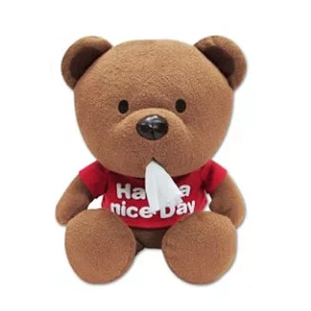 30cm繽紛熊紙巾抽玩偶-HAVE A NICE DAY紅色衣服白色字樣