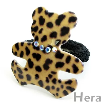 【Hera】抱抱熊 豹紋綴鑽俏皮熊造型髮束(淺咖啡)