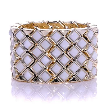 [Bling Q]菱形排鑽低調不凡造型手環(白)