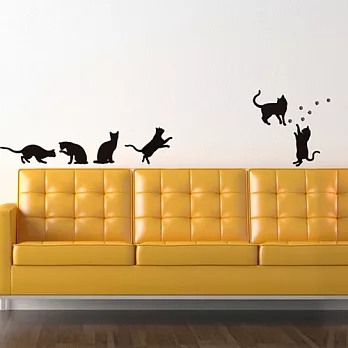 《DALI》創意無痕壁貼◆玩耍貓咪