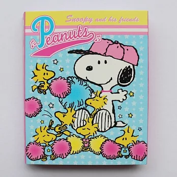 史努比Snoopy啦啦隊系列小便條紙組合-藍底粉邊