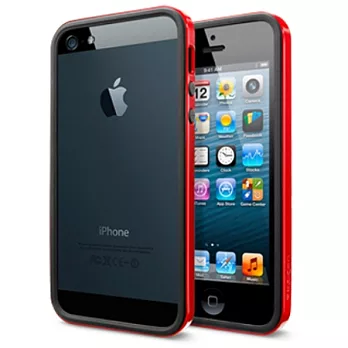 SGP Apple iPhone 5 Neo Hybrid EX SLIM超薄版雙層Bumper 保護套但丁紅 含正反保護貼 home鍵貼*3 但丁紅