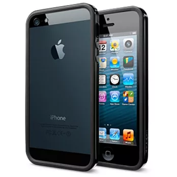 SGP Apple iPhone 5 Neo Hybrid EX SLIM超薄版雙層Bumper 保護套 靈魂黑 含正反保護貼 home鍵貼*3靈魂黑