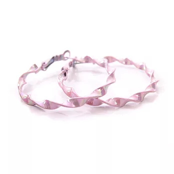 [Lady c.c.]粉紅波浪中圈圈耳環