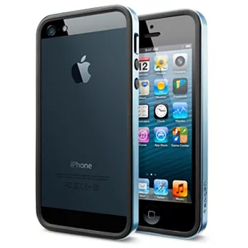 SGP Apple iPhone 5 Neo Hybrid EX SLIM超薄版雙層Bumper 保護套 閃耀藍 含正反保護貼 home鍵貼*3閃耀藍