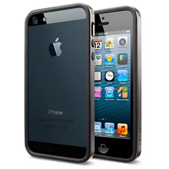 SGP Apple iPhone 5 Neo Hybrid EX SLIM超薄版雙層Bumper 保護套 鋼鐵灰 含正反保護貼 home鍵貼*3鋼鐵灰