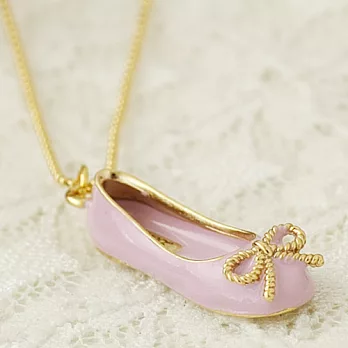 ●ECO安珂●【E1-1102】來跳舞吧 可愛蝴蝶結鞋子造型 鎖骨項鍊(2色)粉舞鞋