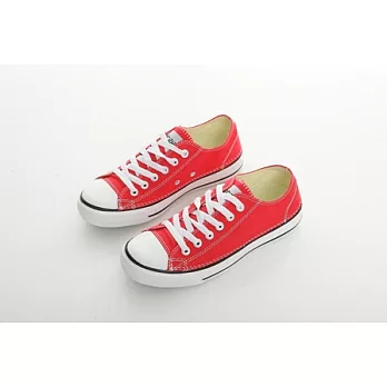 【Q-WELL酷威爾】男女超輕量(380g) 低筒帆布鞋 37橘紅色