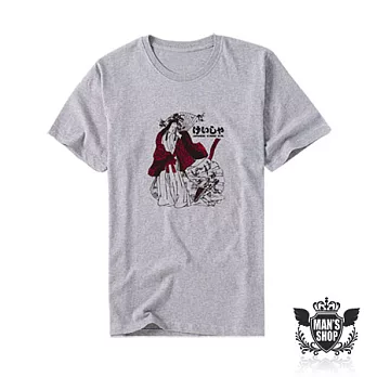 【男人幫 】T0855＊【復古質感和服名旦短袖T恤】M淺灰