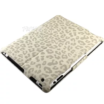 Apple iPad 4 專用 豹紋系列皮套/保護套月牙白