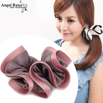 【Angel Rena】韓國製˙諾薇雅綢緞滾邊大腸圈髮束-藕紫˙粉紅邊