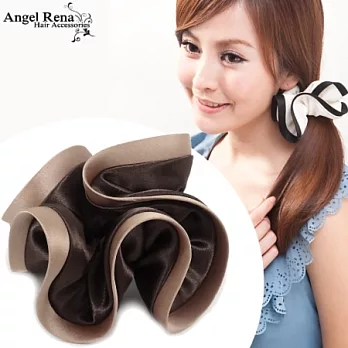 【Angel Rena】韓國製˙諾薇雅綢緞滾邊大腸圈髮束-深咖˙可可邊
