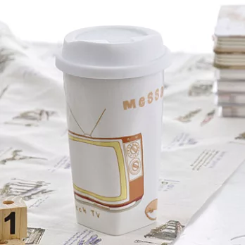 Bella House~我不是紙杯 手寫系列~電視機~雙層陶瓷杯