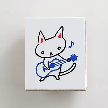KODOMO NO KAO 小木頭印章(貓與吉他)