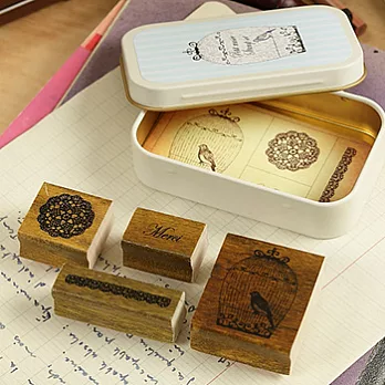 KODOMO NO KAO 蕾絲與鳥木頭印章