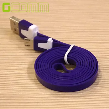 HTC/Samsung/SONY/LG... micro-USB 彩色繽紛 USB 傳輸充電雙色窄扁線 (1m)深紫