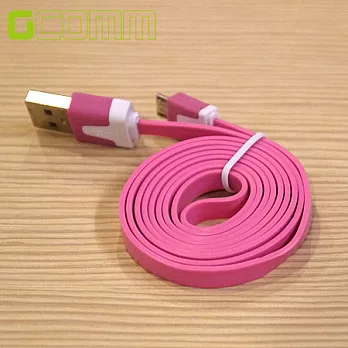 HTC/Samsung/SONY/LG... micro-USB 彩色繽紛 USB 傳輸充電雙色窄扁線 (1m)粉紅