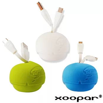 Xoopar公仔頭型micro usb傳輸線藍色