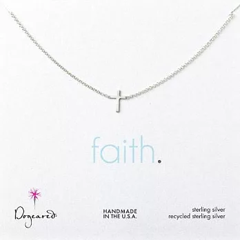 【Dogeared】美國品牌祈願925純銀項鍊~FAITH一體成形經典十字架(直立式)18吋