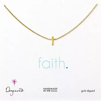 【Dogeared】美國品牌祈願K金項鍊~FAITH一體成形經典十字架(直立式)18吋