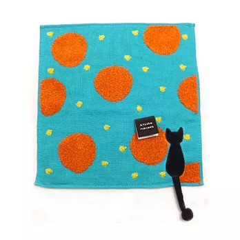 ATSUKO 貓咪尾巴紗布毛巾-藍