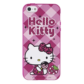 Sanrio 三麗鷗 Hello Kitty iPhone 5 甜點下午茶系列軟式保護套-草莓棒棒糖(贈保護貼)單一規格