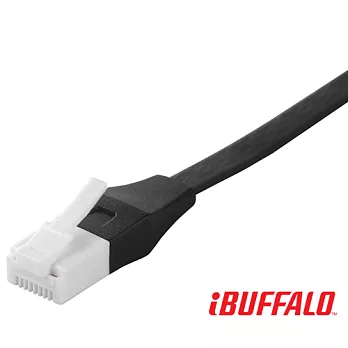 Buffalo 獨家專利水晶頭卡榫反折斷 Cat 6平板網路線(1M)-黑色