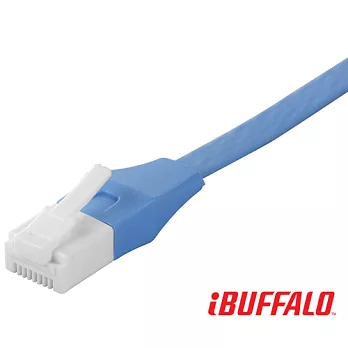 Buffalo 獨家專利水晶頭卡榫反折斷 Cat 6平板網路線(1M)-淡藍藍