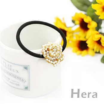 【Hera】戀花物語 珍珠綴鑽山茶花髮束/髮圈(魅影金)