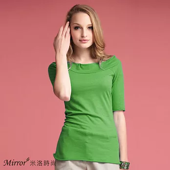 【Mirror米洛時尚】寬領或露肩兩穿上衣MIT台灣製造S綠色
