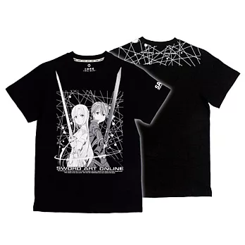 刀劍神域-潮流T-shirt(桐人&亞絲娜)L黑色
