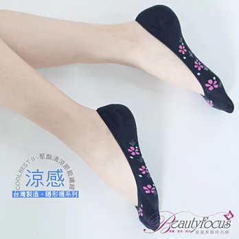 BeautyFocus台灣製涼感凝膠止滑隱形襪(小花款)2503黑色