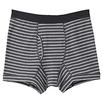 [MUJI 無印良品]男棉針織前開拳擊內褲S灰橫紋
