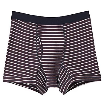 [MUJI 無印良品]男棉針織前開拳擊內褲S紅橫紋