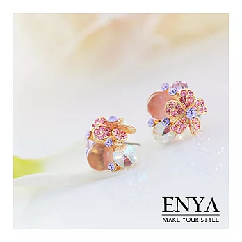 Enya★柔美透明水晶花朵耳環