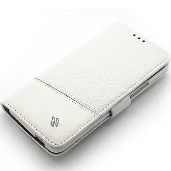 New HTC One (M7) 機皇 雙料縫線 側掀(立架式)皮套科技白
