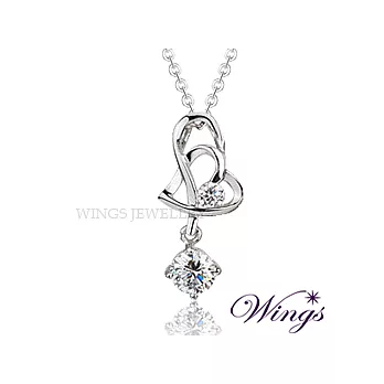 Wings 依偎 精鍍白K金耀眼方晶鋯石項鍊 NW163
