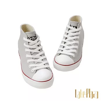 GOA街頭時尚.女款內增高帆布款橡膠雨鞋36灰