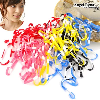 【Angel Rena】就這麼多˙橡皮筋髮束一包-M條紋白˙藍紅黃粉黑