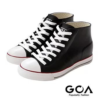 GOA街頭時尚．男款內增高帆布款橡膠雨鞋40黑