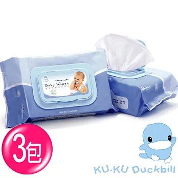【KU.KU酷咕鴨】嬰兒柔濕巾抗菌超厚80抽 x 3包超值組