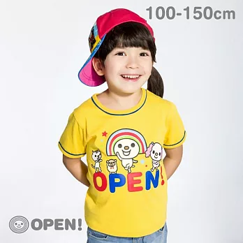 [OPEN小將童裝]OPEN小將家族團聚圓領滾邊線T恤-100銘黃