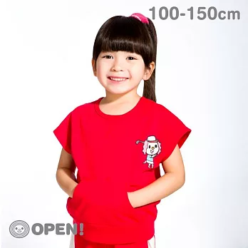 [OPEN小將童裝]小桃高爾夫趣運動上衣+短褲兩件組-100活力紅