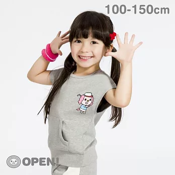 [OPEN小將童裝]小桃高爾夫趣運動上衣+短褲兩件組-100麻灰